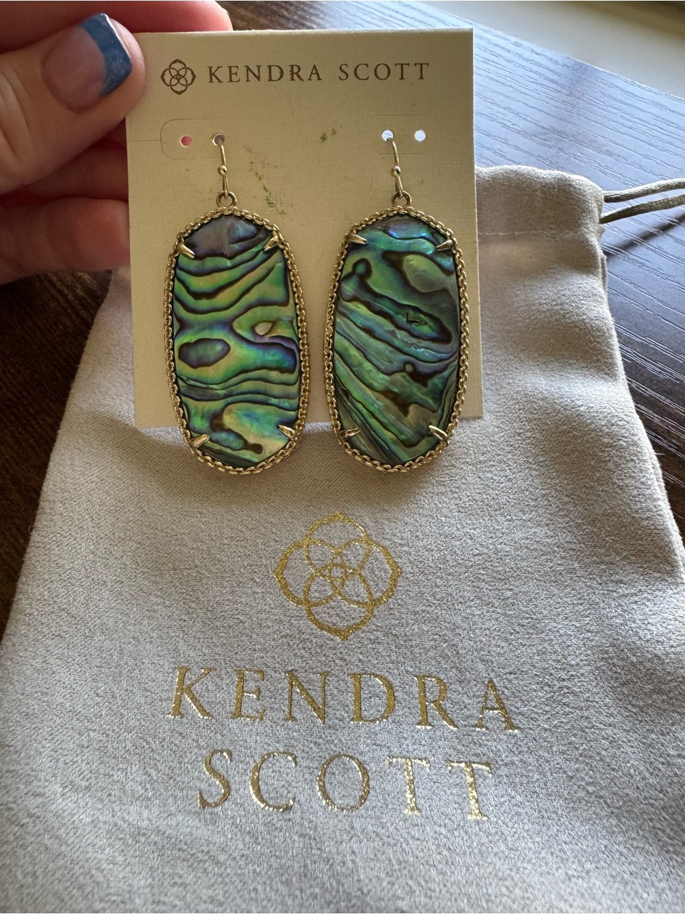 Kendra Scott Elle Gold Drop Earrings in Abalone Shell | NWT